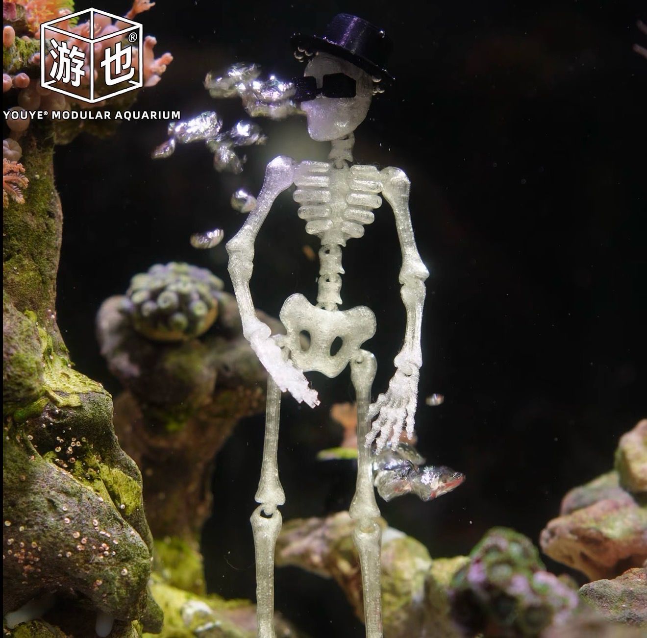 Creative Water Dance Skull Aquarium Decor - Swinging, Dancing, Movable, Aeration,Swimming Skull Decoration ( Full Sets )