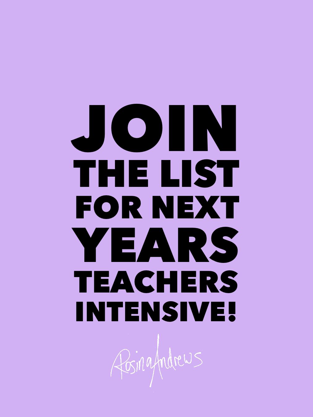 Pre register - Teachers Intensive 2027