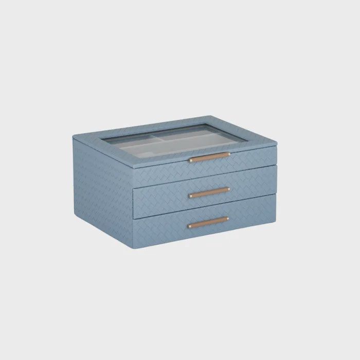 Nova Plait Jewellery Box. 27x21x14cm - BLUE