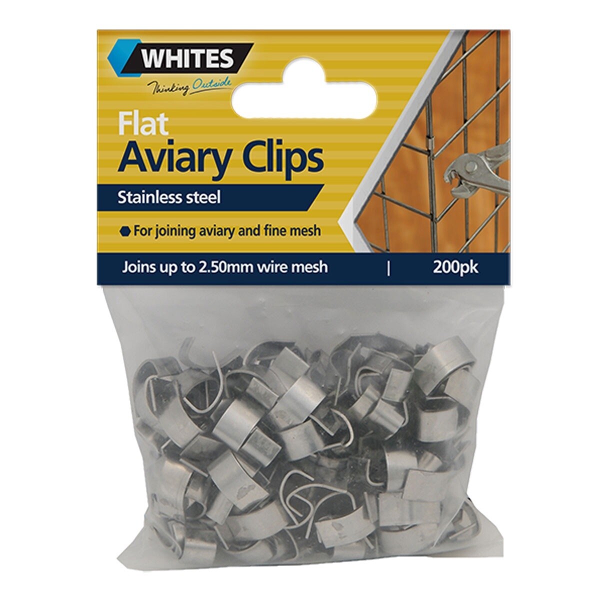 WHITES FLAT AVIARY CLIPS 200PK