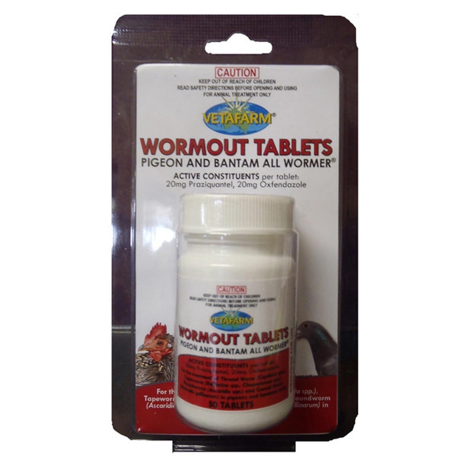 VETSENSE PIGEON AND BANTAM WORMOUT TABLETS (50 PK)