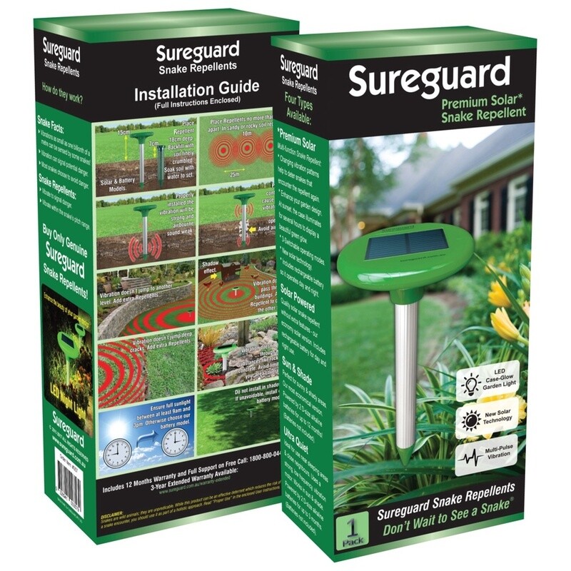 SUREGUARD SNAKE REPELLENT  SOLAR WITH MULTI-PULSE VIBRATION WITH GARDEN LIGHT