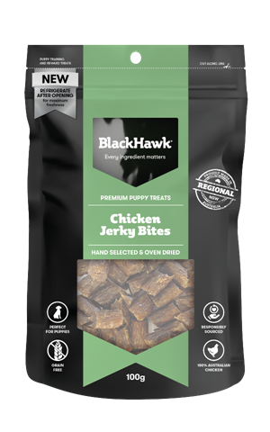 BLACK HAWK PUPPY CHICKEN JERKY BITES 100GM