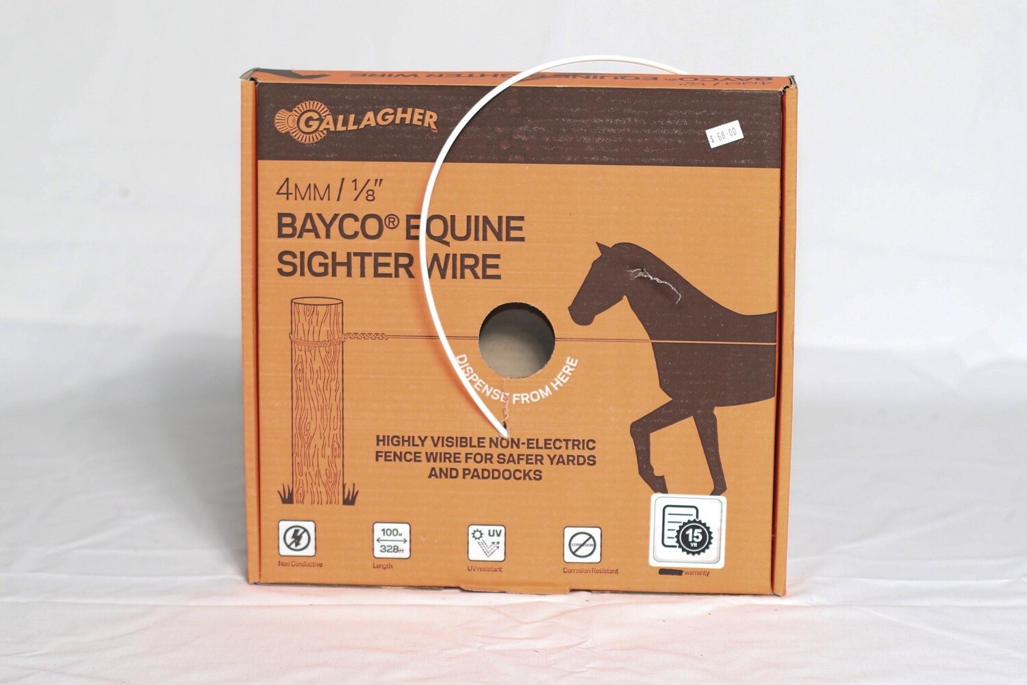 EQUINE WIRE BAYCO SIGHTER WIRE (WHITE) 4MM X 100M SG6061
