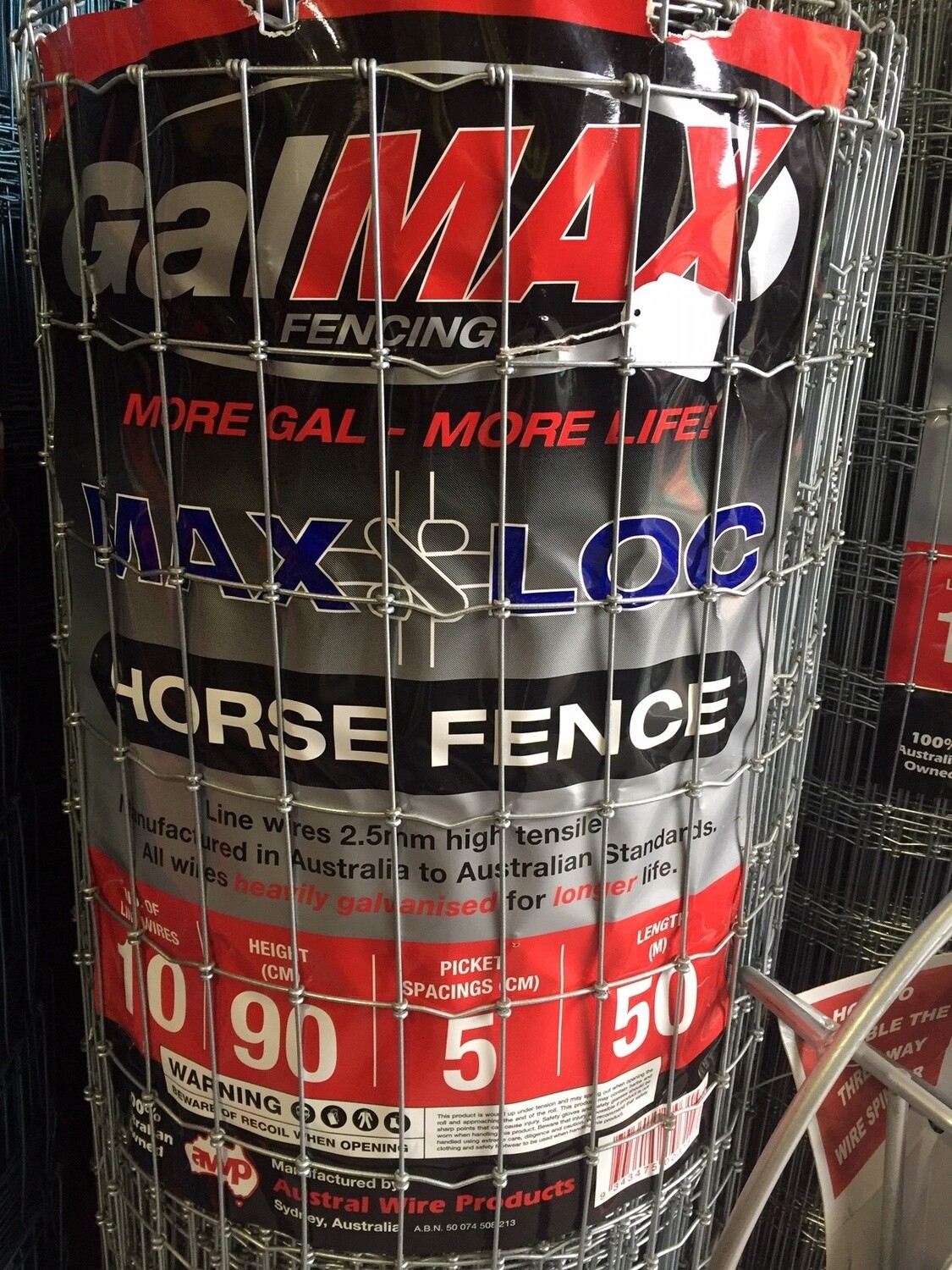 GALMAX MAX-LOC HORSE FENCE 10/90/5 2.5MM 50M