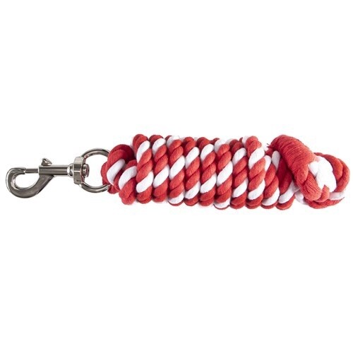 POLY COTTON LEAD ROPE  RED / WHITE 10&#39; (3.05M)