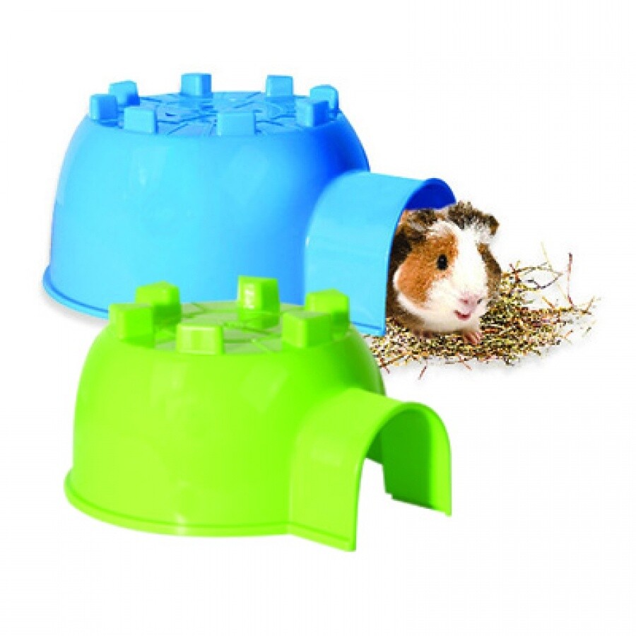 SMALL ANIMAL HIDE PLASTIC IGLOO (L) 30X26.5X14CM BLUE