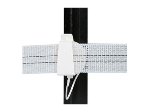 STEEL POST 40MM TAPE INSULATOR WHITE- 25 PACK
