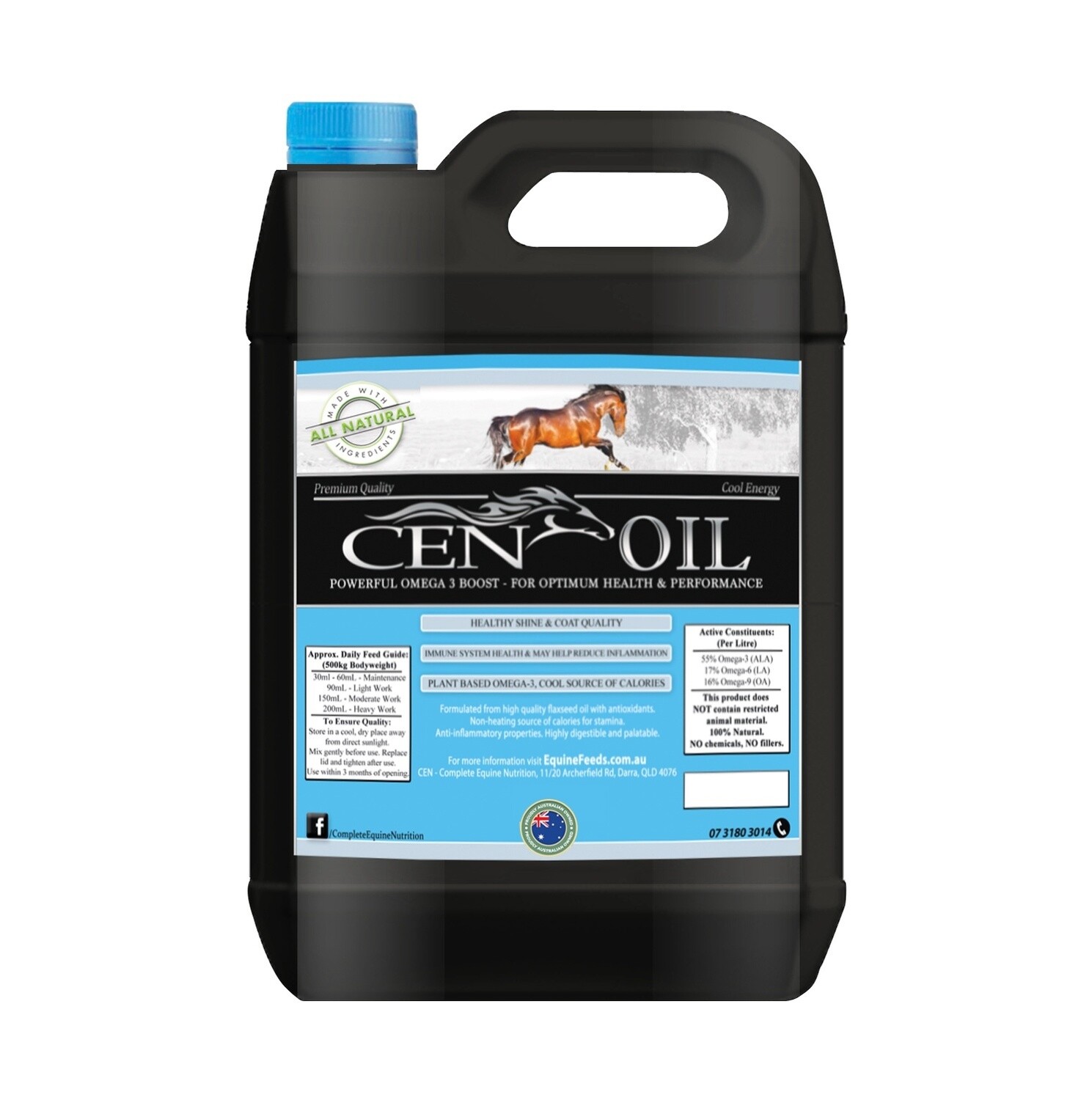 CEN OIL - COLD PRESSED FLAXSEED OIL FOR HORSES - 4.5L