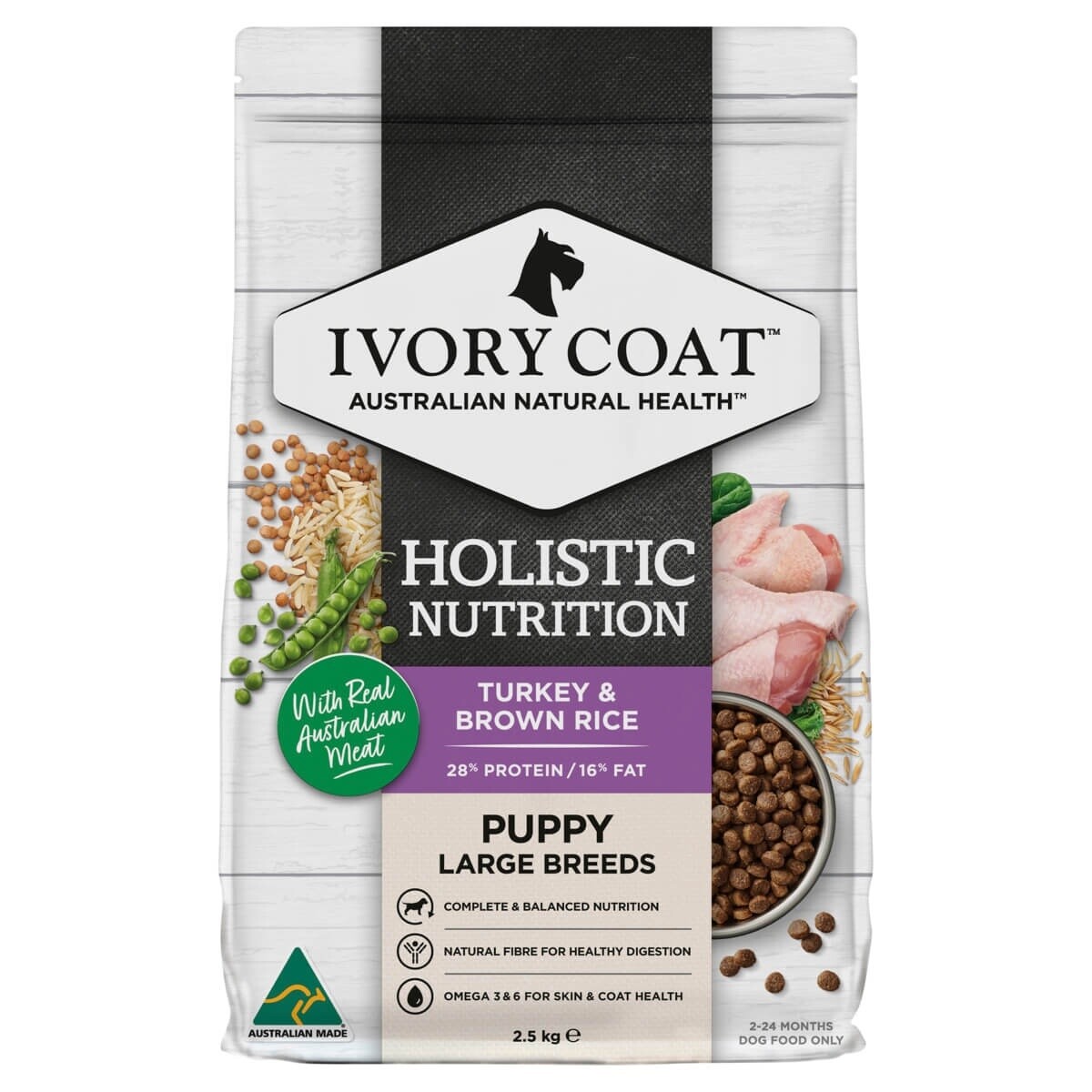 IVORY COAT PUPPY LARGE BREED TURKEY  &amp; BROWN RICE 15KG