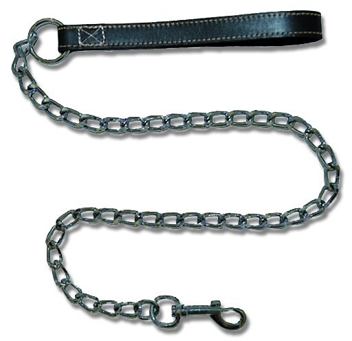 CHAIN LEAD WITH LEATHER HANDLE A7100