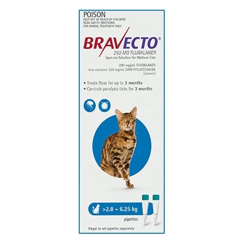 BRAVECTO CAT SPOT-ON BLUE (2.8KG-6.25KG)