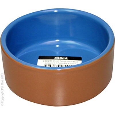 BOWL TERRACOTTA BLUE GLAZED 11.7CM DIA 450ML