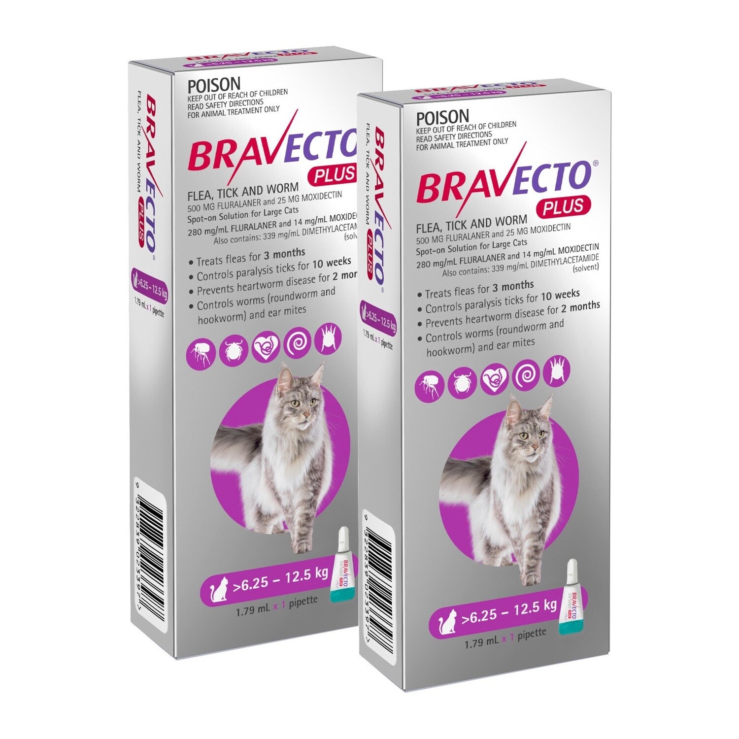 BRAVECTO PLUS CAT 6.25-12.5KG 2 MONTH TREATMENT