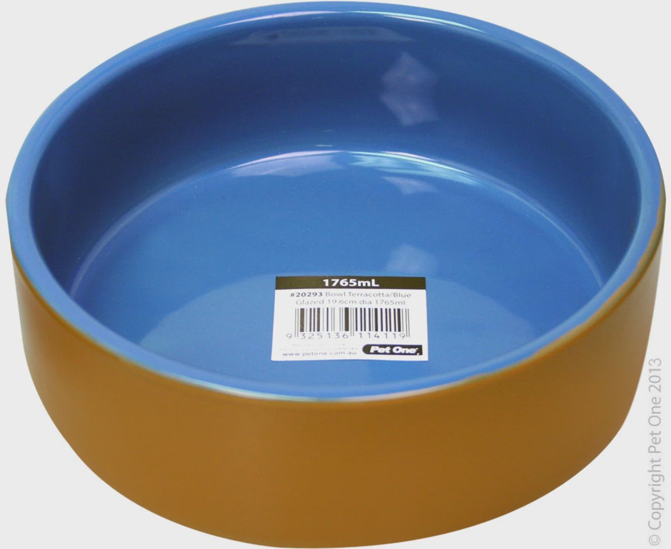 BOWL TERRACOTTA BLUE GLAZED 19.6CM 1765ML