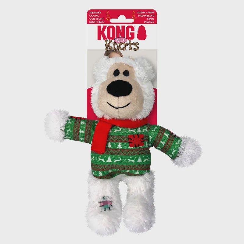 KONG HOLIDAY WILD KNOTS BEAR ASSORTED MD/LG