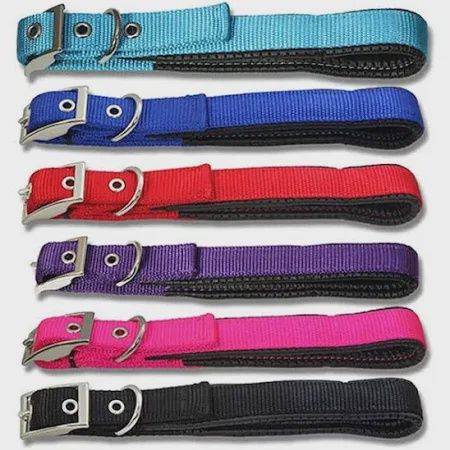 PADDED WEBBED DOG COLLARS 40CM BLUE