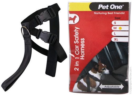 Harness Nylon Two In One Car Safety S 40 to 52cm 15mm Bk