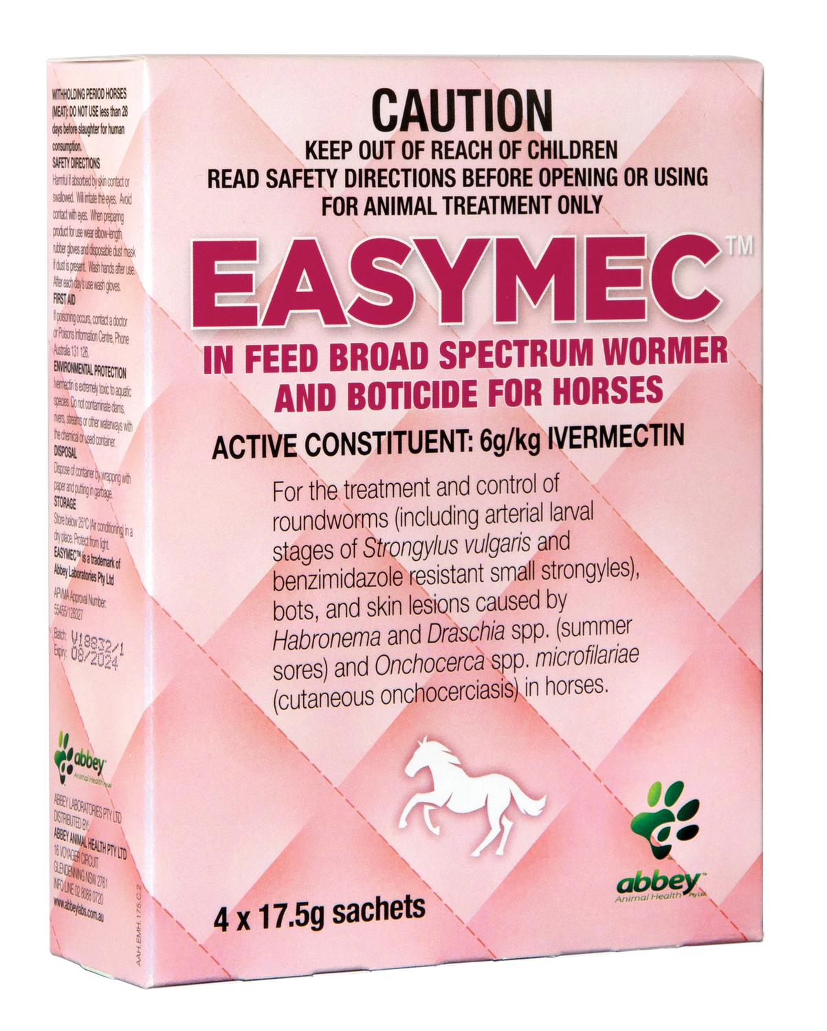 EASYMEC IN FEED BROAD SPECTRUM WORMER AND BOTICIDE FOR HORSES (4 X 17.5g)