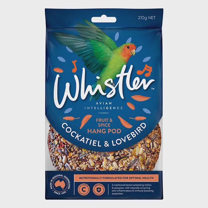 WHISTLER COCKATIEL &amp; LOVEBIRD POD FRUIT &amp; SPICE 210GM