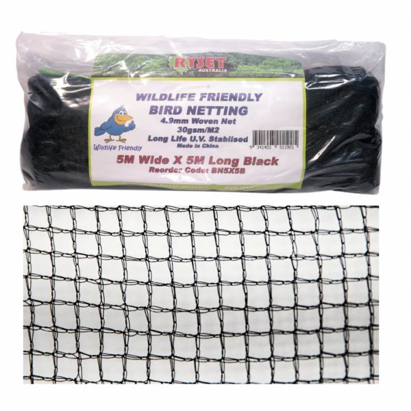 BLACK WILDLIFE FRIENDLY BIRD NETTING 10M X 10M
