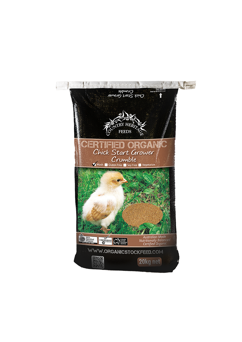 CERTIFIED ORGANIC CHICK STARTER/GROWER CRUMBLE 20KG