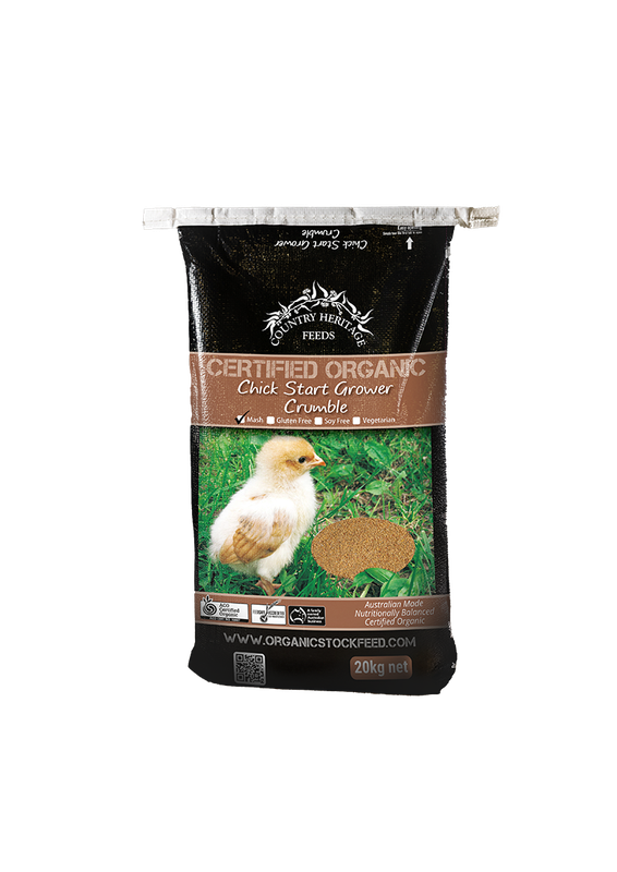 CERTIFIED ORGANIC CHICK STARTER/GROWER CRUMBLE 20KG
