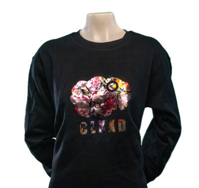 CLXXD Floral Reflective Black Crew Neck Sweatshirt