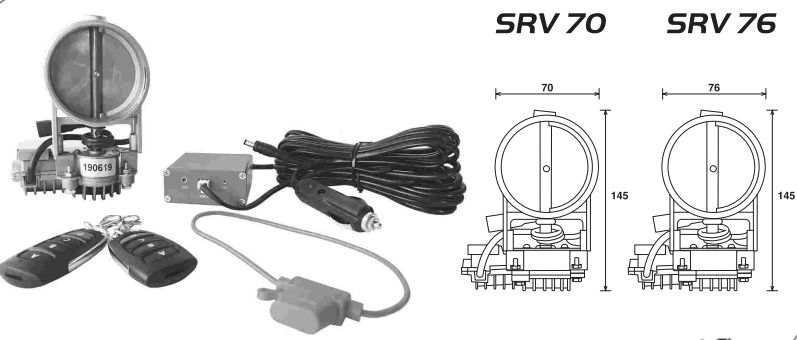 1.stk elektronisk eksosvender (3tom/76mm) og trådlås fjernstyring