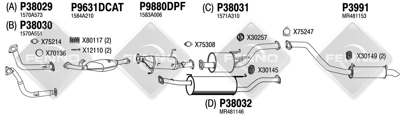 Midtre eksospotte for bil med dpf