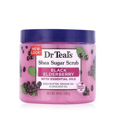 Dr Teal's Shea Sugar Body Scrub, Black Elderberry with Essential Oils