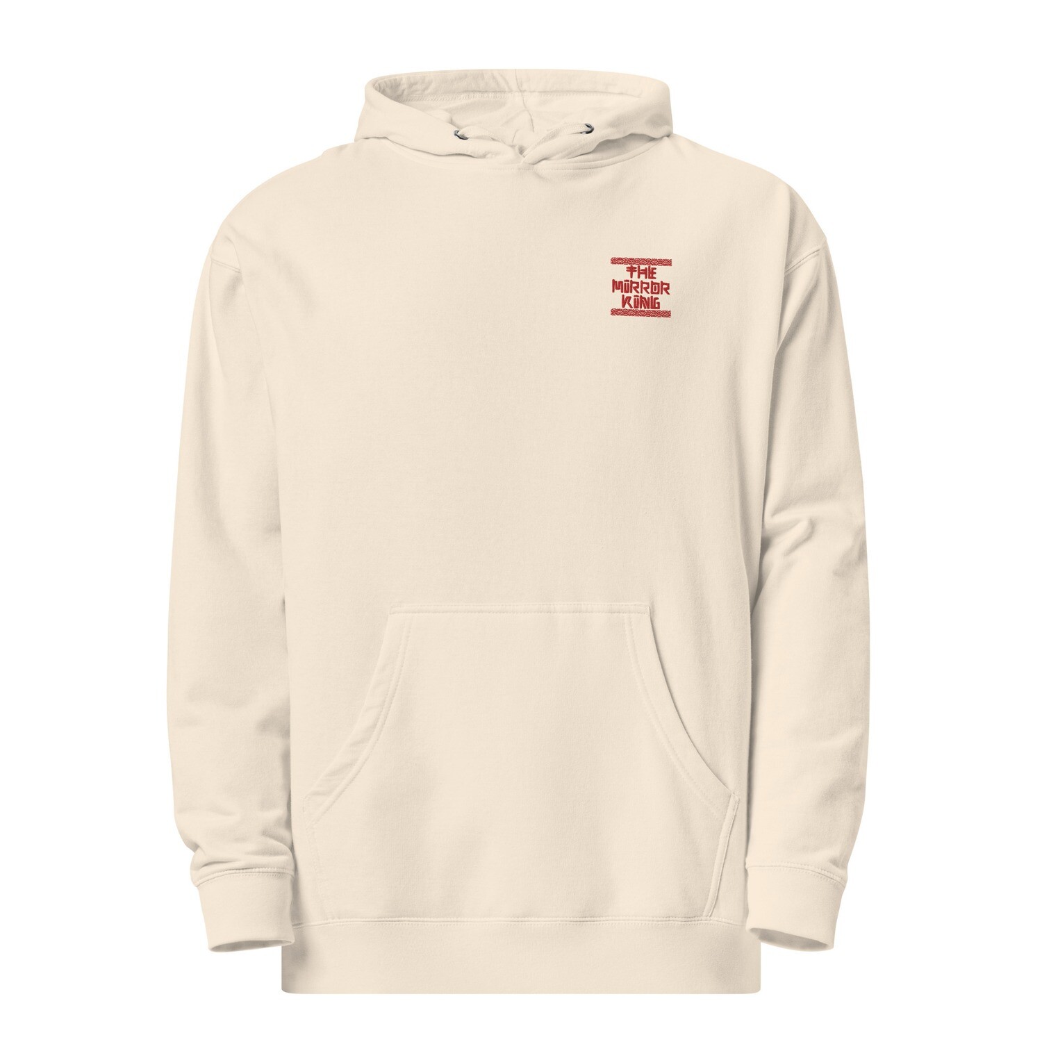 Mirror King Hoodie - Red Name Embroidered Front/Skull Back (Bone)