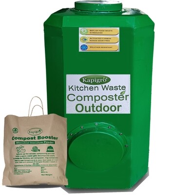 Kapigro Organic Food Waste Composting Bin-Aerobic Composter for Converting All Kinds of Kitchen Food Waste Into Fertilizer - Green (Pack of 1)