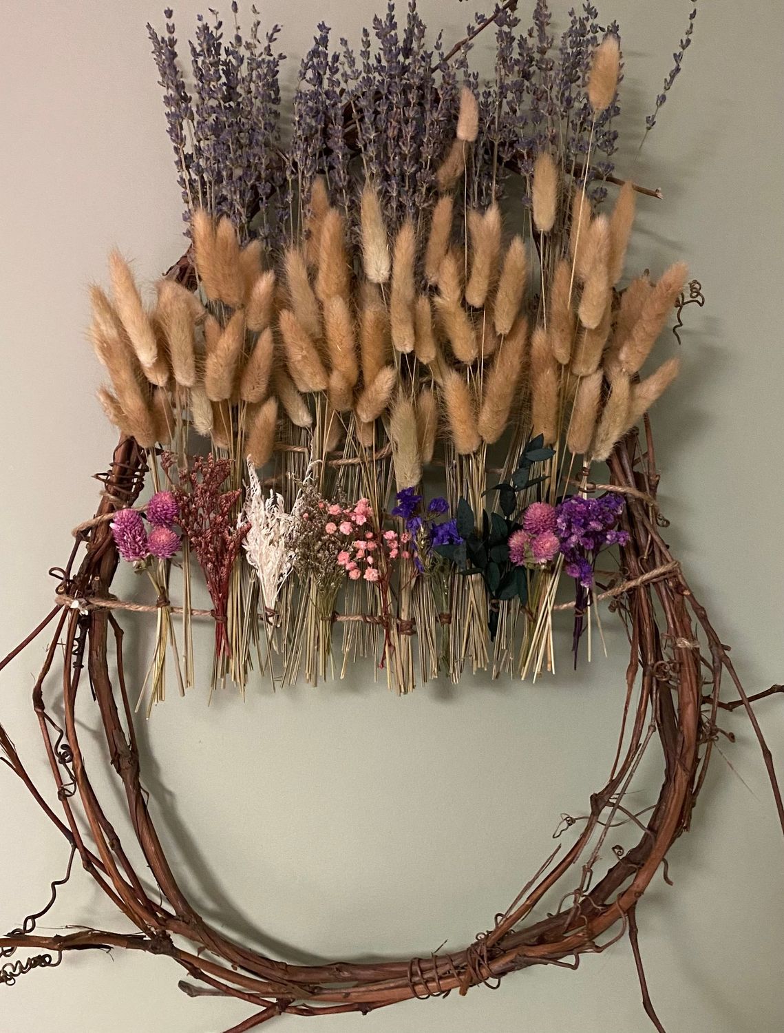 HANDMADE GRAPEVINE WREATH WITH DRIED FLOWERS