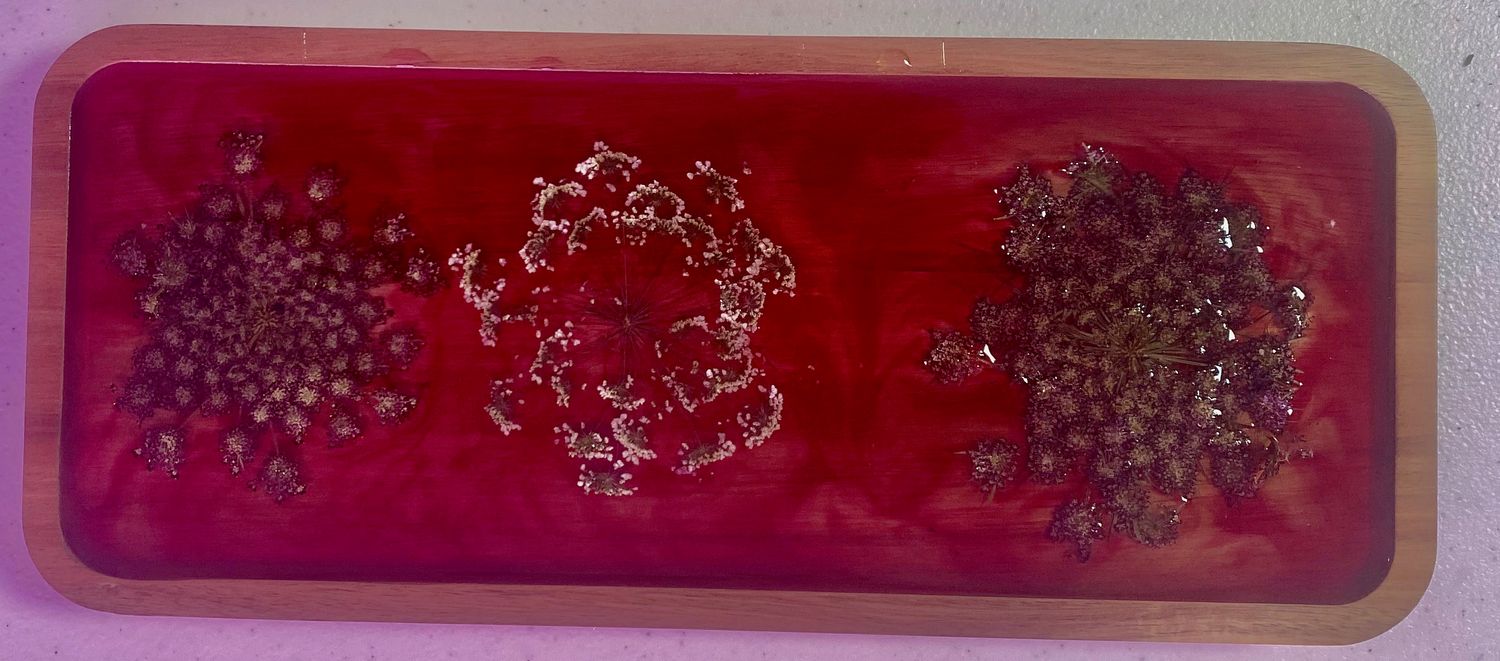 Green Ammi and Chocolate Dara over Resin