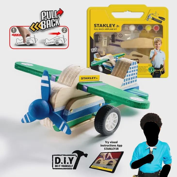 Stanley Jr. DIY  wood Pull Back Airplane Kit