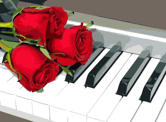 Dandicraft PBN Roses on Piano 11&quot;x16&quot;