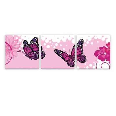 Clrs DIY Butterfly Rhinestone Stretched Canvas 3/set