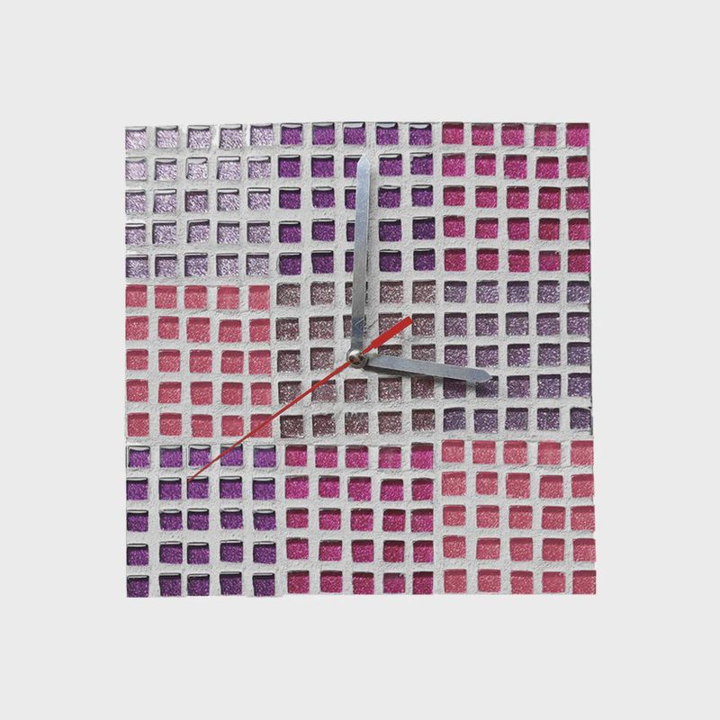 Clrs Mosaic Tile Clock Pink