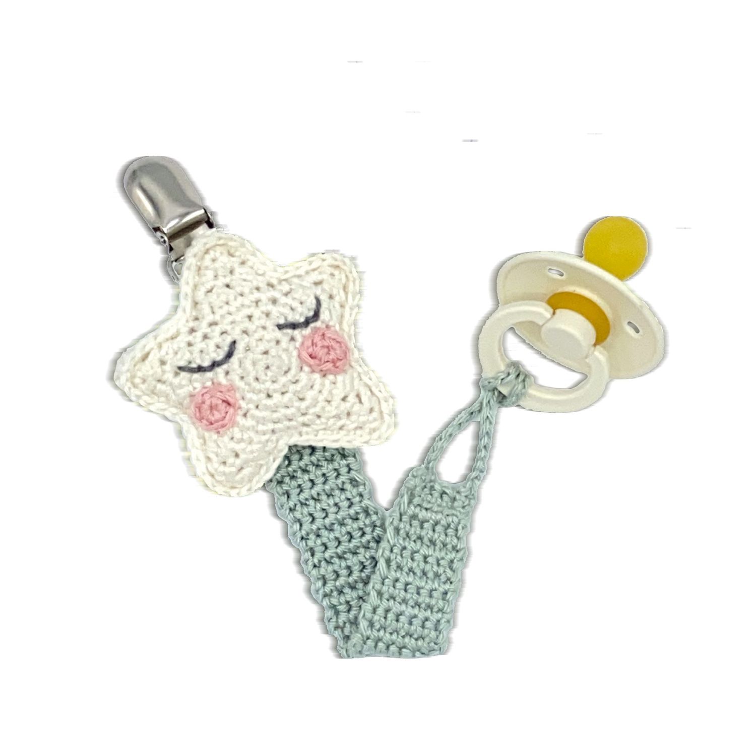 Hardicraft Crochet Kit Pacifier Clip Star Gray