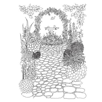 Coloring Book Whimsical Garden Adult