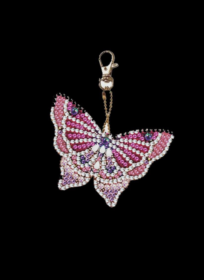 Clrs DIY Rhinestone Butterfly Keychain - Pink