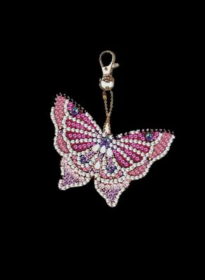 Clrs DIY Rhinestone Butterfly Keychain - Pink