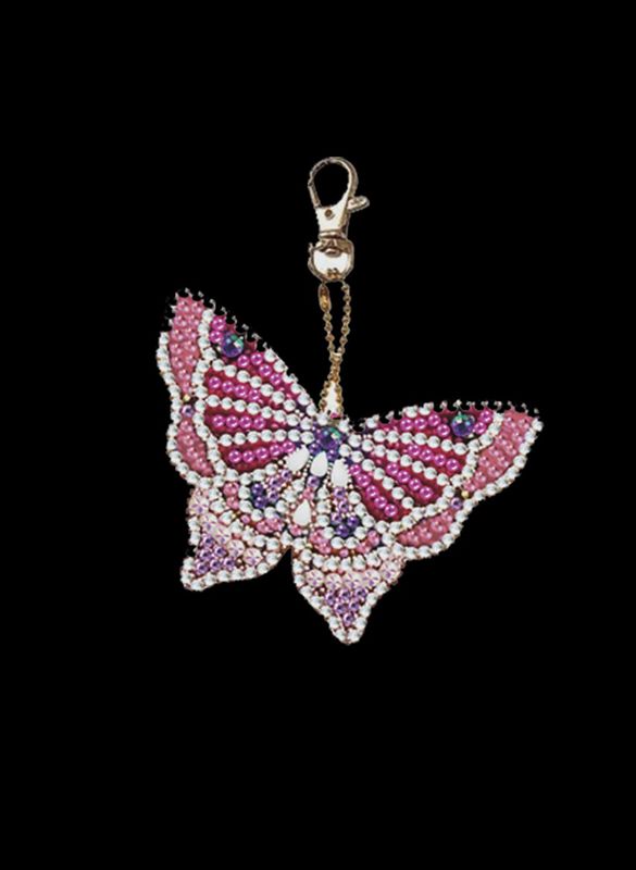 Clrs DIY Rhinestone Butterfly Keychain - Pink