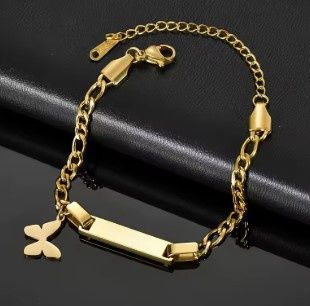 Personalized Bracelet Gold  w/ Butterfly/Heart Charm