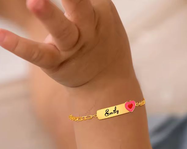 Personalized Baby Bracelet with Painted Heart/Flower/Butterfly