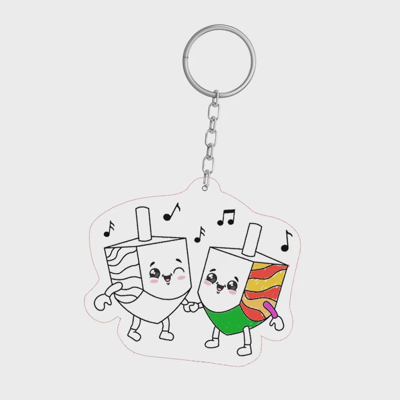 Clrs Lucite Coloring Dreidel Keychain Kit