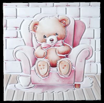 Clrs Lucite Art Kit Teddy on Couch