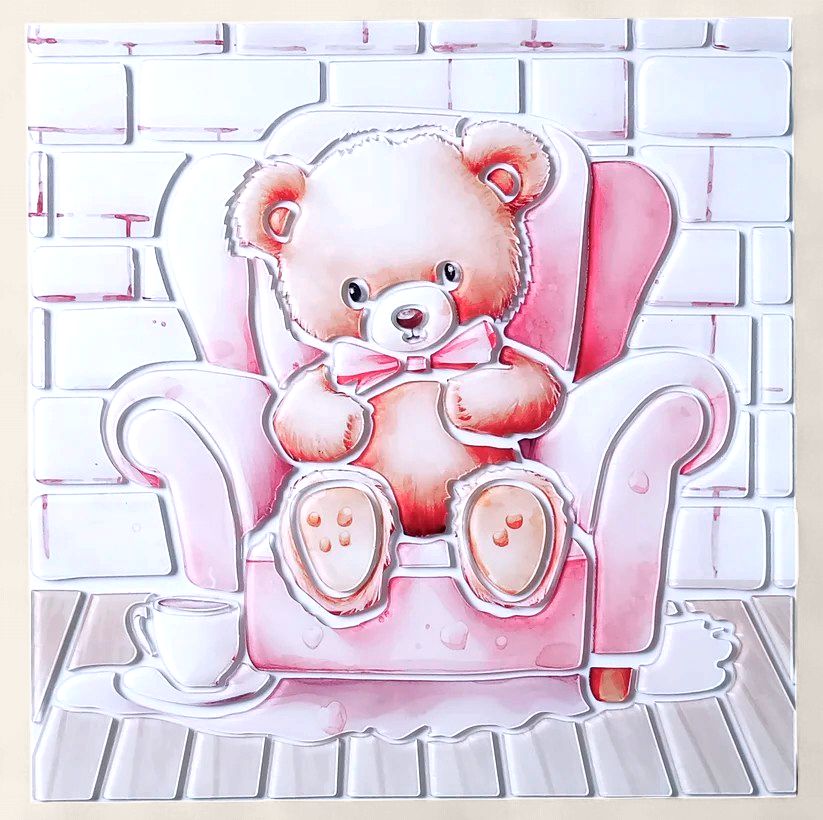 Clrs Lucite Art Kit Teddy on Couch