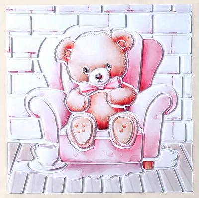 Clrs Lucite Art Kit Teddy on Couch